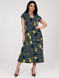 Женское платье "Рамка" ПлК-623 / Желтые треугольники
